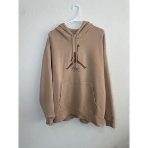 Jordan Flight Hoodie Mens XL Tan Beige Excellent Jumpman Logo Fleece Pullover